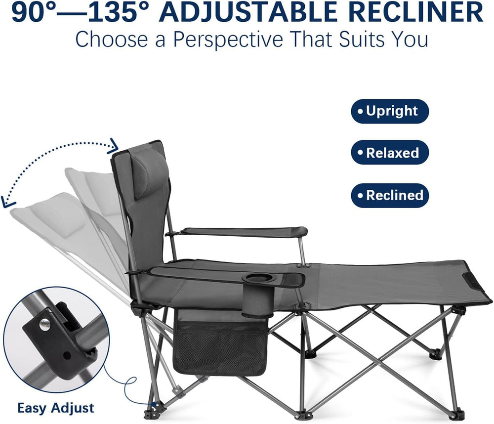 apollo walker Reclining Beach Chair, 90-135° Adjustable Grey