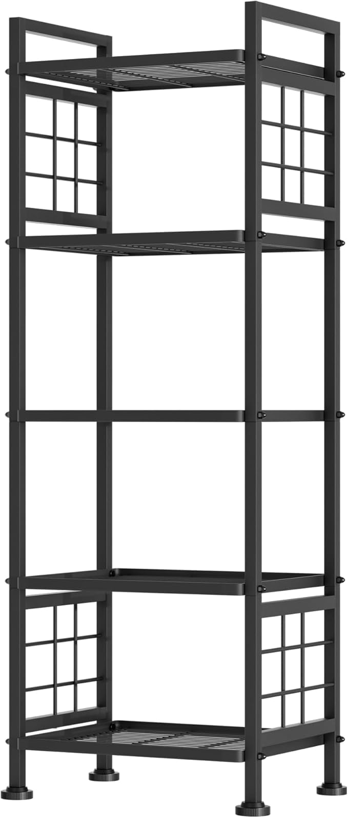 GIOTORENT 5-Wire Standing Book Shelf & Bookcase, Metal Storage Shelving U...