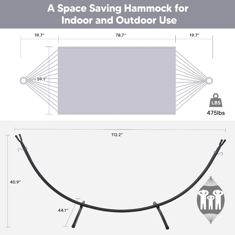 Stand Alone Hammocks for Outside, 2 Person Self Standing Hammock, Light Gray