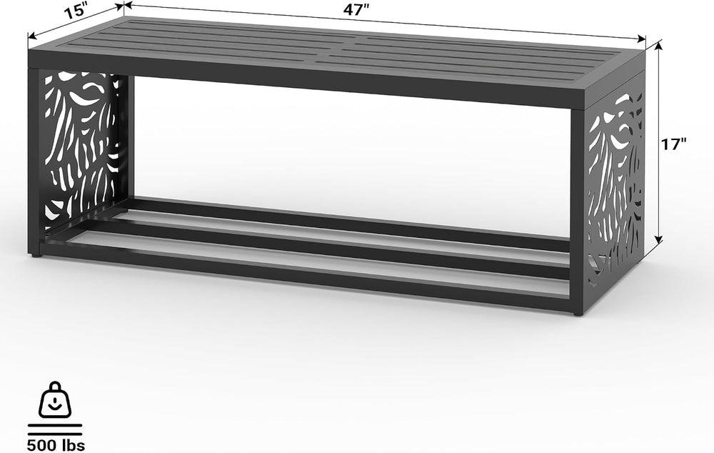 47" Outdoor Storage Bench, HDPE Seat, Steel Frame, Summer