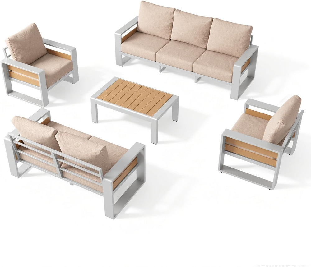 Aoxun Aluminum Patio Furniture Set, 7 Seats Luxury Outdoor Sectional with 6&q...