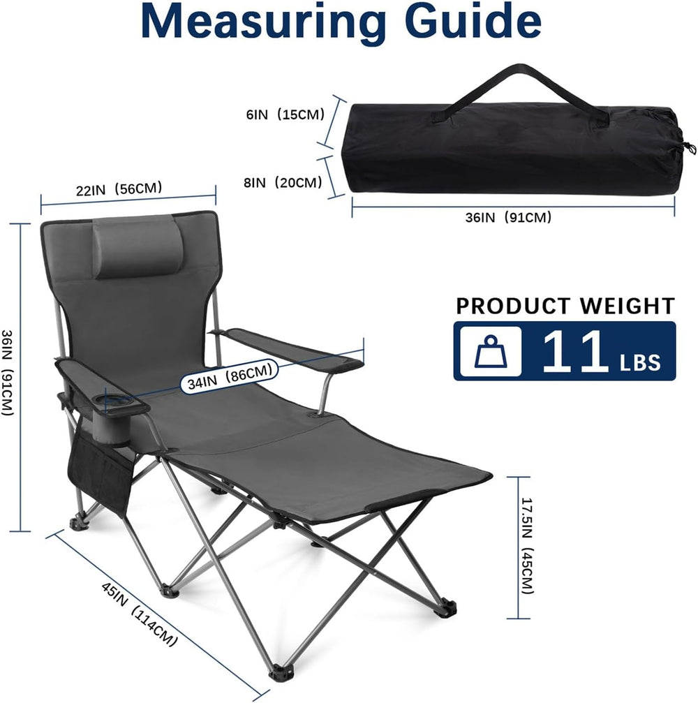 apollo walker Reclining Beach Chair, 90-135° Adjustable Grey