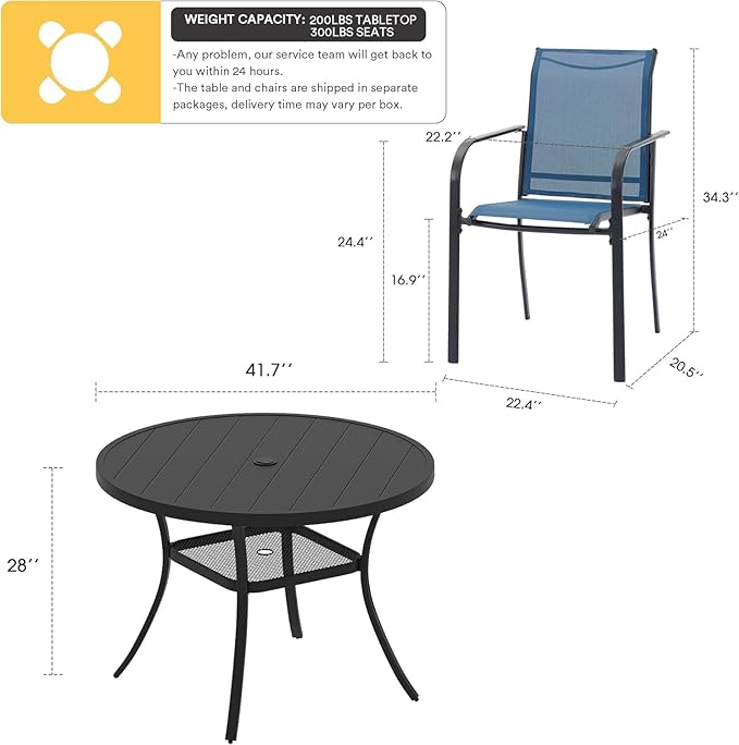 VICLLAX 5 Pieces Patio Dining Set, Outdoor Furniture Set Includes 41.2" ...