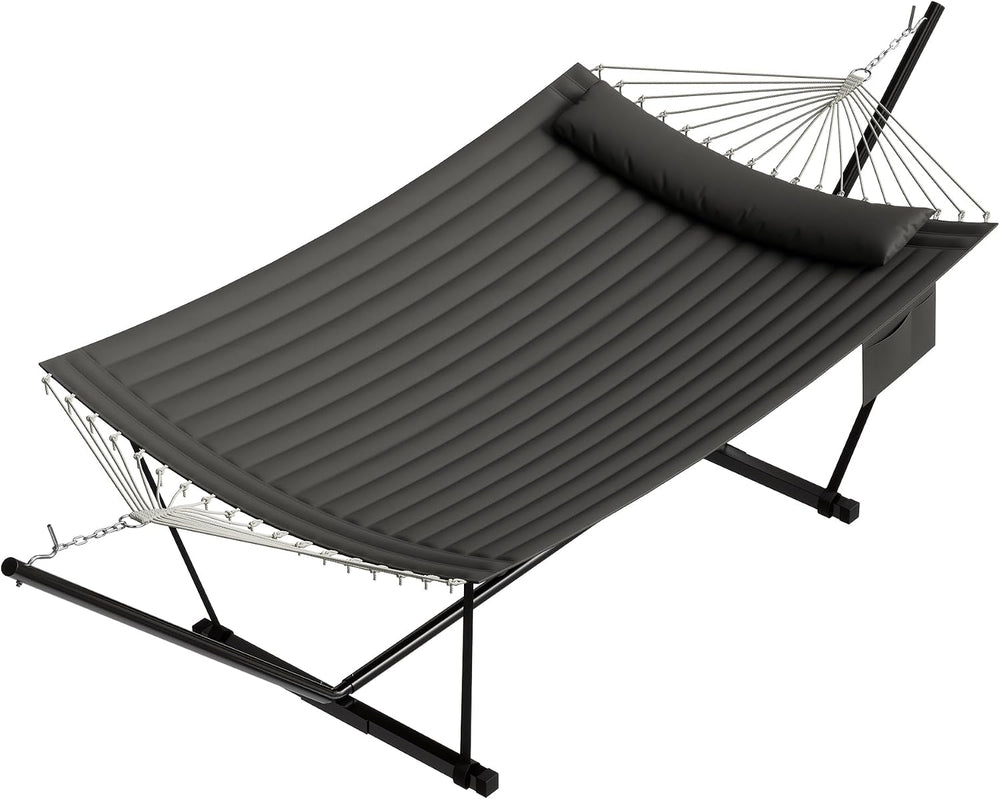 Garvee 2-Person Hammock with Stand for Outside–450lbs, Balance Rope, Pillow