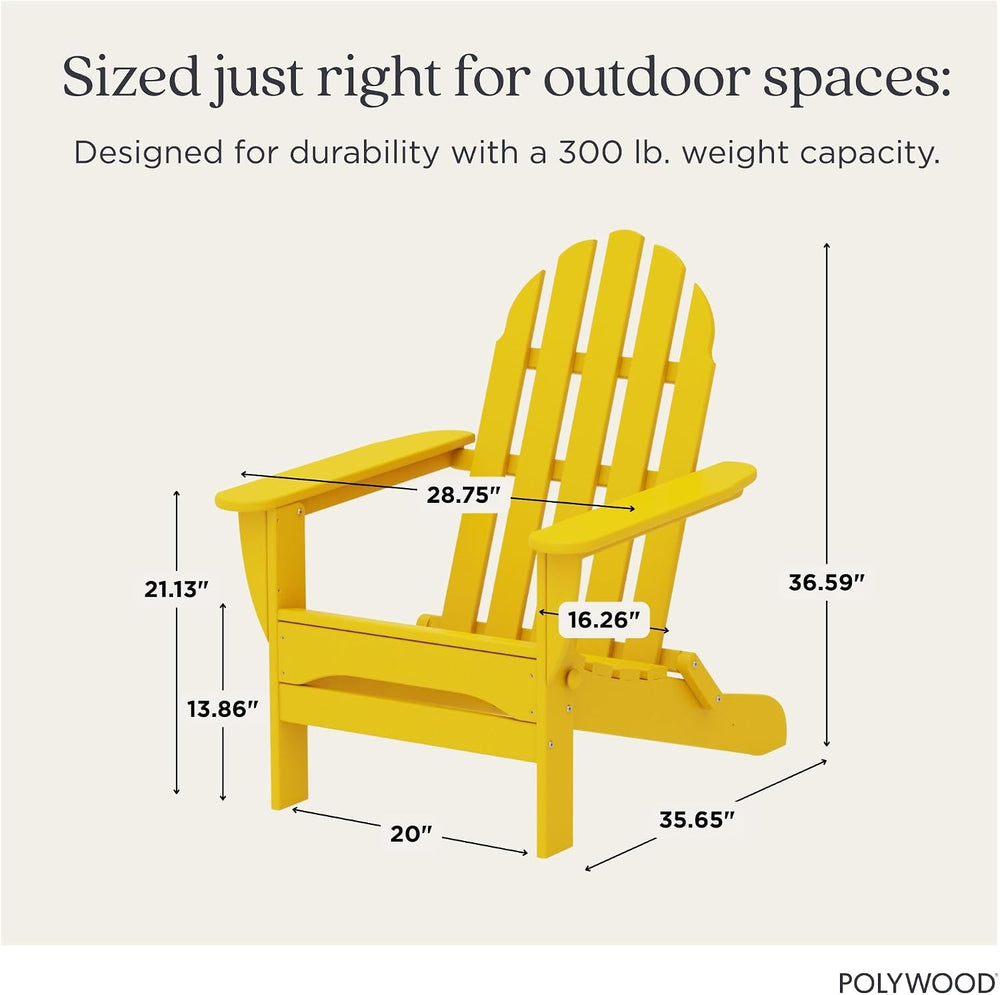 POLYWOOD AD5030LE Classic Folding Adirondack Chair, Lemon