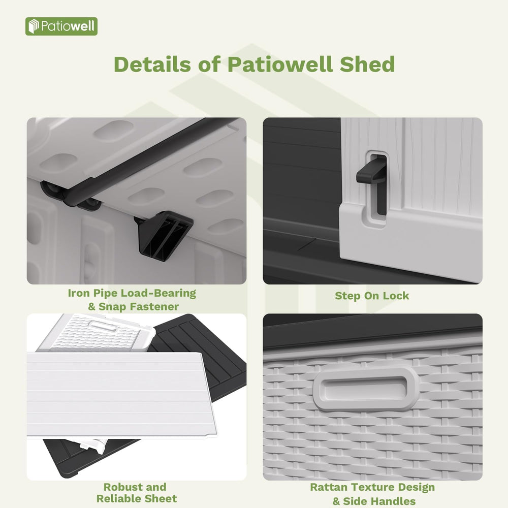 Patiowell 26 Cu.ft Plastic Outdoor Storage Cabinet, Lockable Waterproof Horiz...