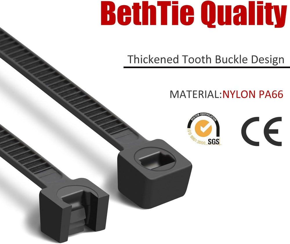 BethTie 8 Inch Dark Green Zip Ties 2500Pcs, 65 LBS UV Resistant Cable Ties