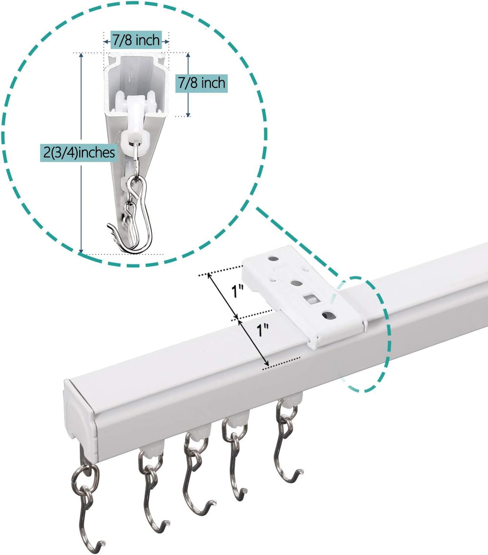 ChadMade Ceiling Track Kit with Hooks, Wall Mount Curtain Track, x-Large Size...