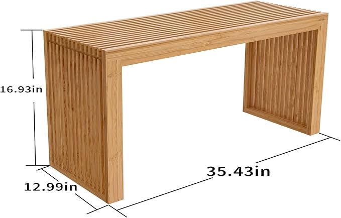 Bamboo Dining Bench, 35 inch Farmhouse Decor Indoor Kitchen Table Bench, Entr...