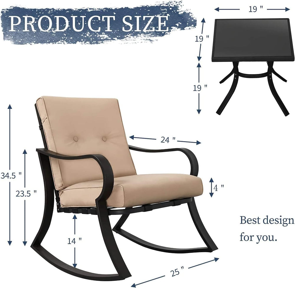 Oakcloud Oakmont Outdoor Furniture 3 Piece Conversation Bistro Set Rocking Ch...
