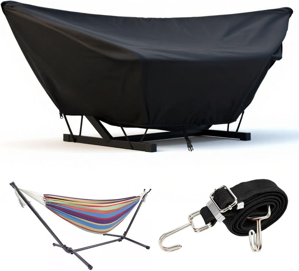 Outdoor Hammock Cover with Zip and Elastic Ropes, Heavy Duty 420d Hammock Cov...