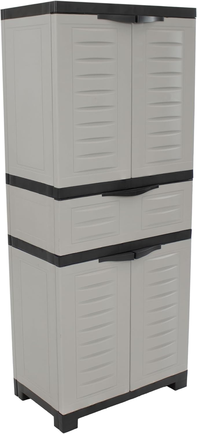 Sunnydaze 57" Garage Storage Cabinet with Doors & Shelves, Gray