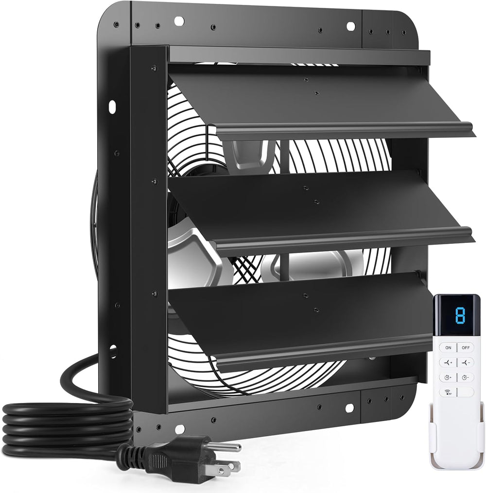 addlon 16" Shutter Exhaust Fan, Remote 8-Speed 60W EC Motor, 1700 CFM