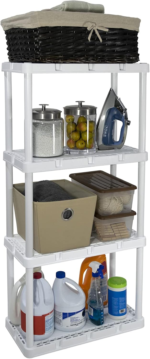 Gracious Living Knect-A-Shelf 4-Shelf Plastic Storage Unit & Rack, White