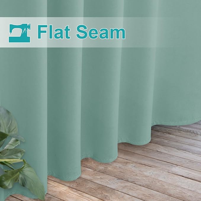 NICETOWN 2 Panels Aqua Blue Outdoor Curtainss for Patio Waterproof, Self-Stic...