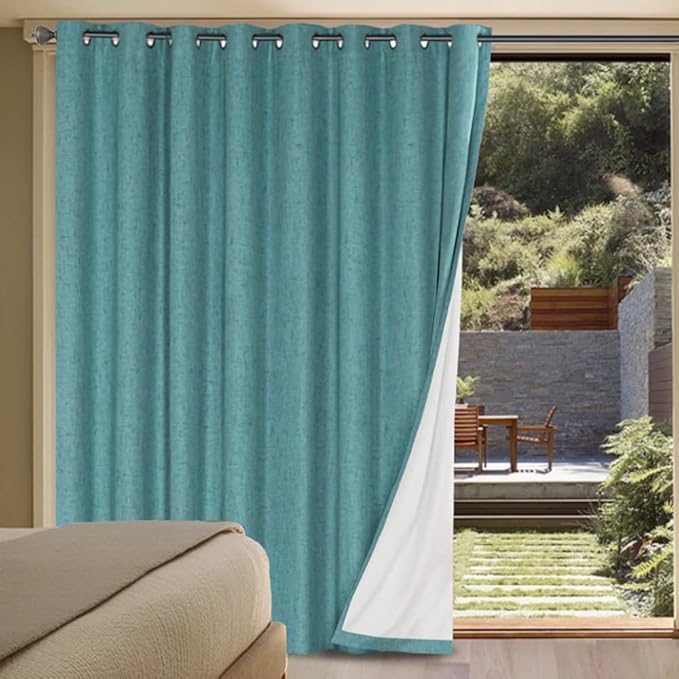 H.VERSAILTEX Linen Blackout Curtains Durable Thick Textured Linen Look 100% B...