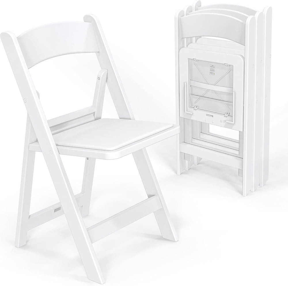 VINGLI Resin Folding Chairs with Cushion, Foldable Plastic Chair with Comfort...