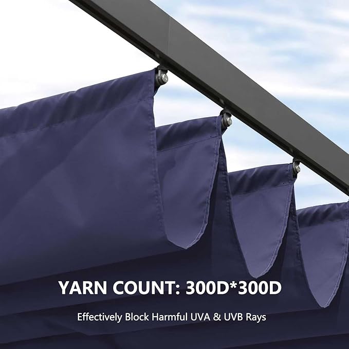 Pergola Shade Cover Replacement Canopy Top Compatible with 10 X 10 ft 6-Bar P...
