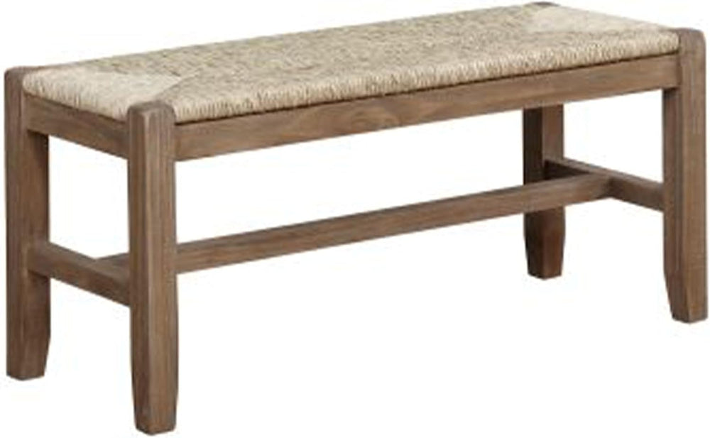 Alaterre Newport Solid Wood Entryway Bench with Rush Seat, Natural