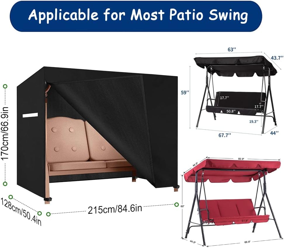 Outdoor Swing Cover, 3 Triple Seater Patio Swing Heavy Duty Waterproof Garden...