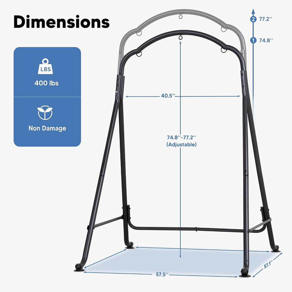SUNCREAT Hammock Chair Stand, Heavy-Duty Steel Swing Stand, Patented, Black