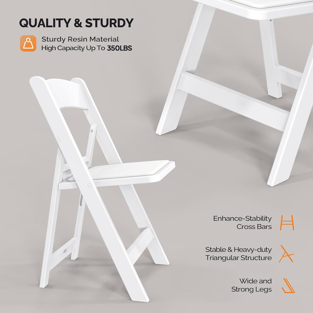 VINGLI Resin Folding Chairs with Cushion, Foldable Plastic Chair with Comfort...