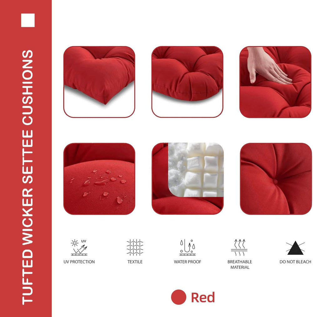 Outdoor Bench Cushion 44x22x4 Inch Loveseat Pad, Red