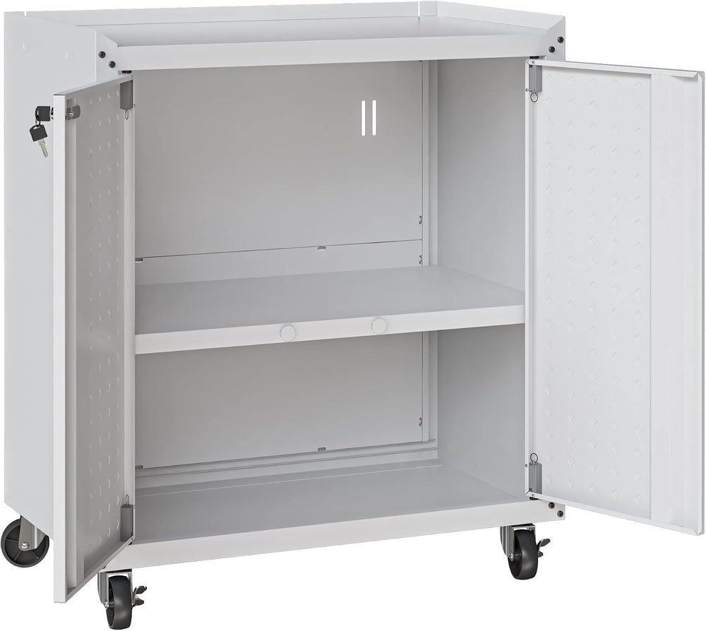 Manhattan Comfort Fortress Rolling Garage Storage Cabinet with 2 Adjustable S...