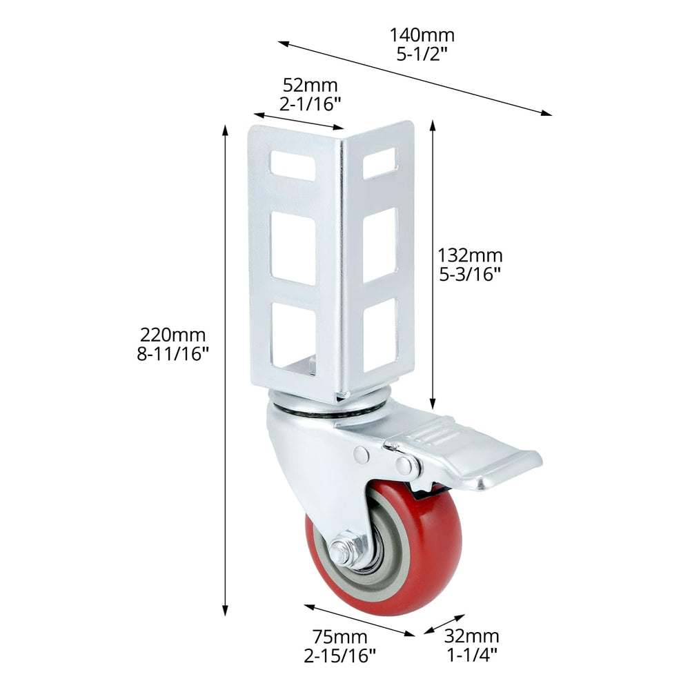 QWORK 3" Caster Wheels for Boltless Shelving – 500 lb Load Capacity, 4 P...