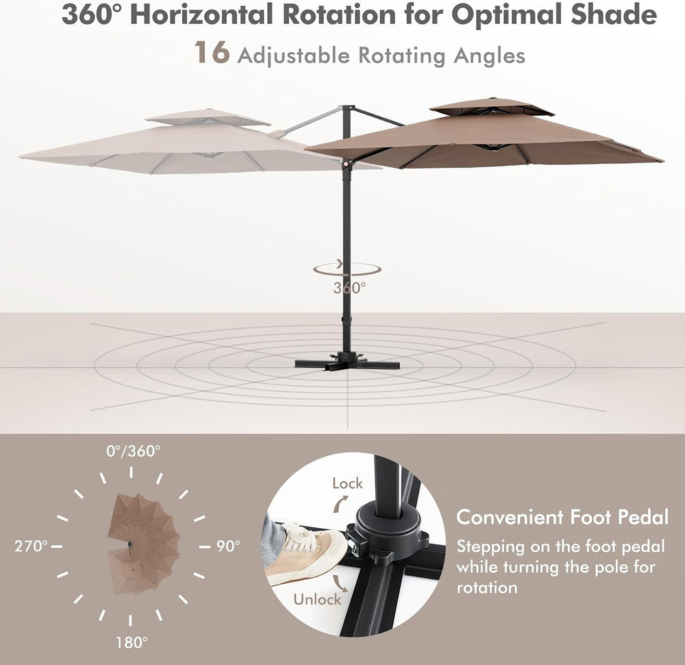 Tangkula 9.5 FT Cantilever Patio Umbrella, Outdoor Square Offset Umbrella wit...