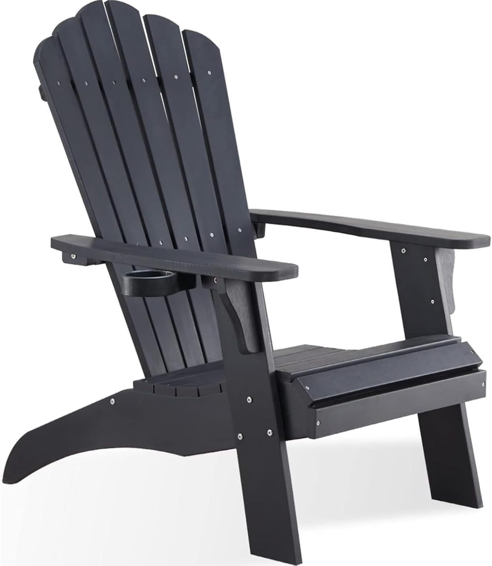 Psilvam Oversized Adirondack Chairs with Cup Holder, Black