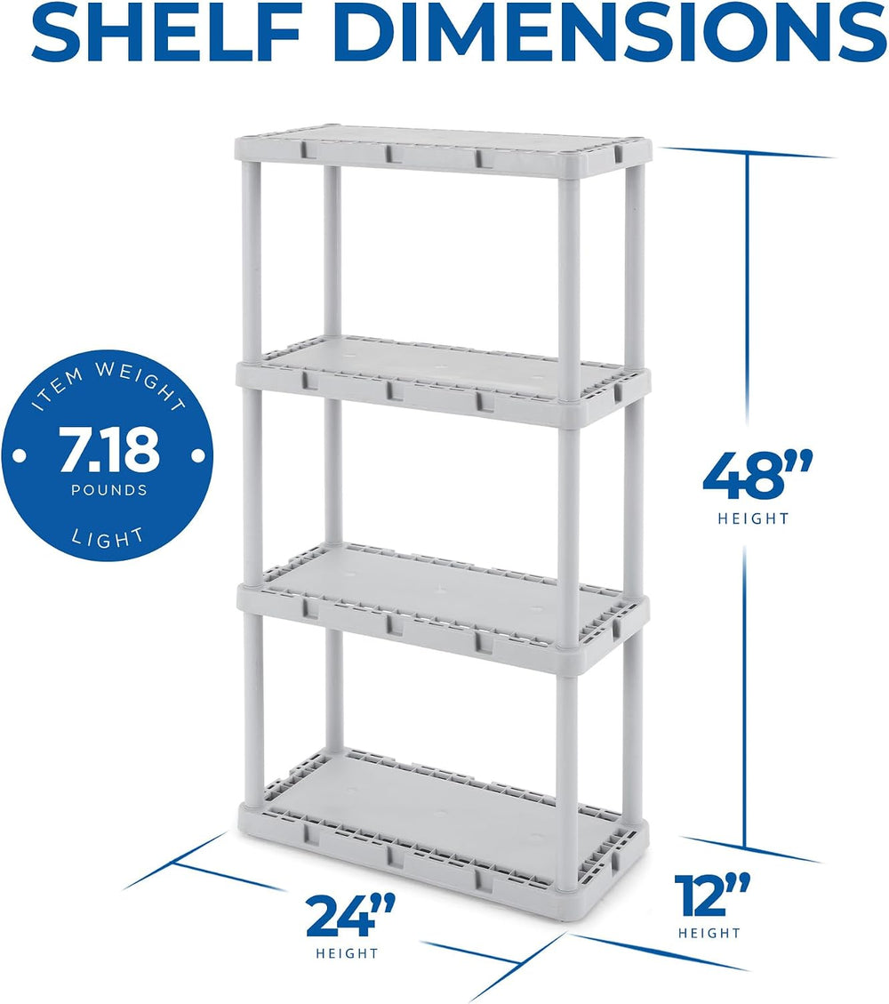 Gracious Living Knect-A-Shelf 4-Shelf Light-Duty Storage, Gray, 2-Pack