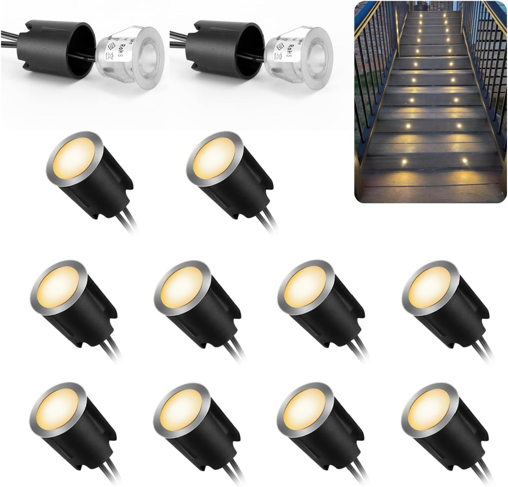 LED Recessed Deck Lights with Protecting Shell, IP68 Waterproof Warm White, 0...