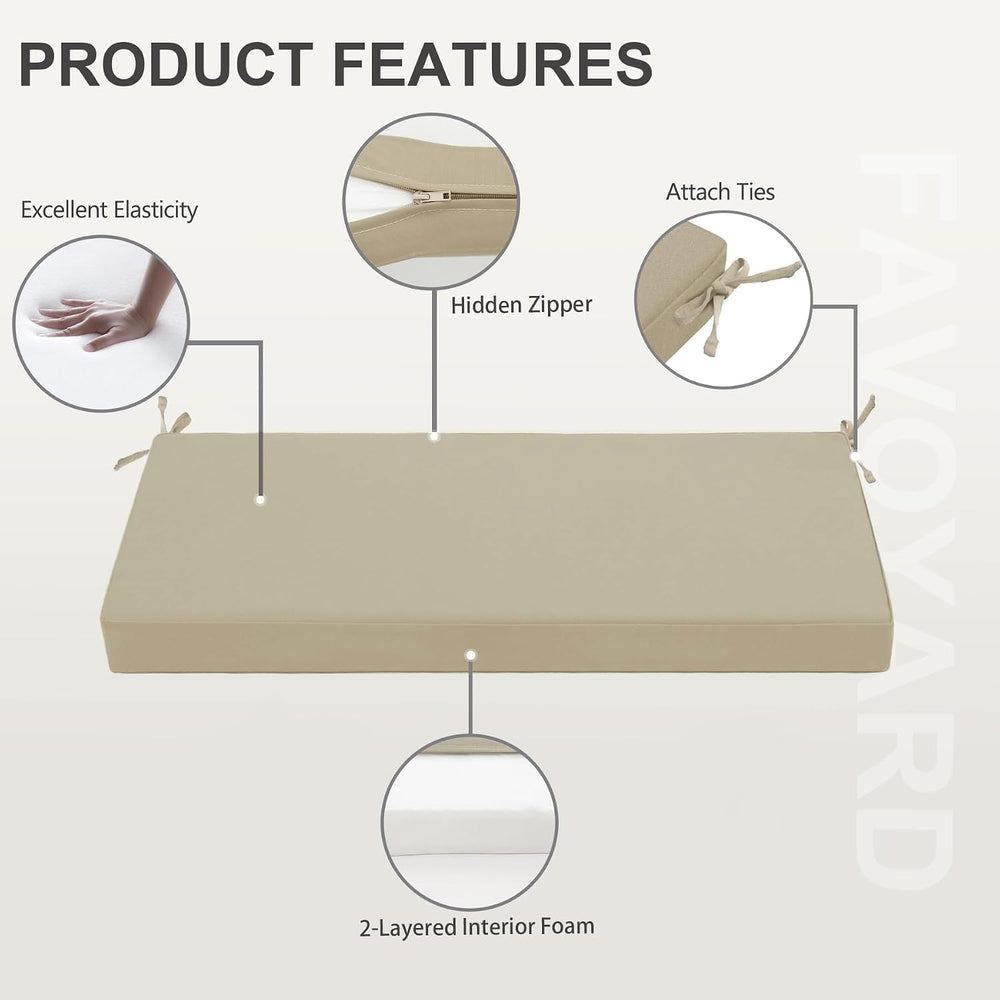 Favoyard Outdoor Bench Cushion, 48 x 18 Inch, Beige