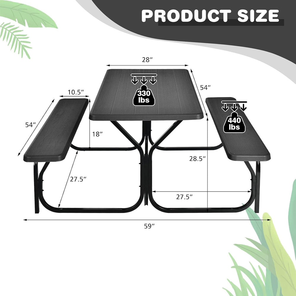 COSTWAY Outdoor Picnic Table, HDPE Plastic Picnic Table Bench Set