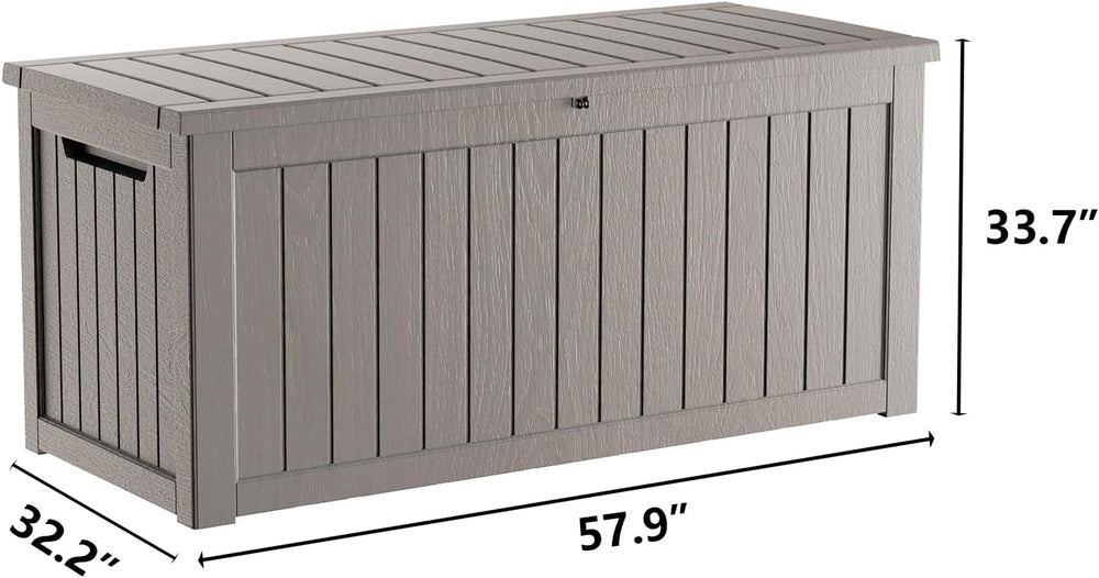 300 Gallon Deck Boxes Outdoor Waterproof, Outdoor Storage Box with Lockable L...