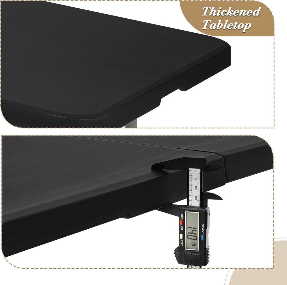 Athena Collection 8ft Folding Table Plastic Fold-in-Half Table, Black