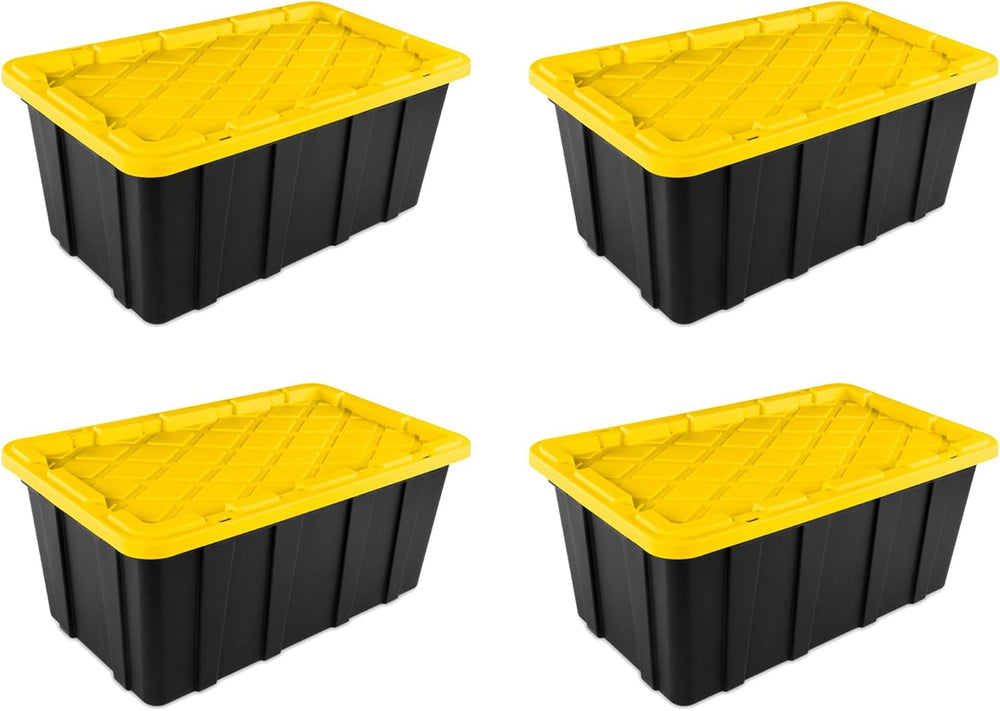 Sterilite Industrial Storage Tote with Lids for Garage, 38 Gallon, 4-Pack