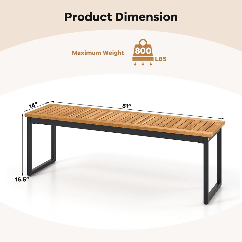 Tangkula Wood Outdoor Bench, Backless Dining Bench for 2-3, 1 Pack, Rustic