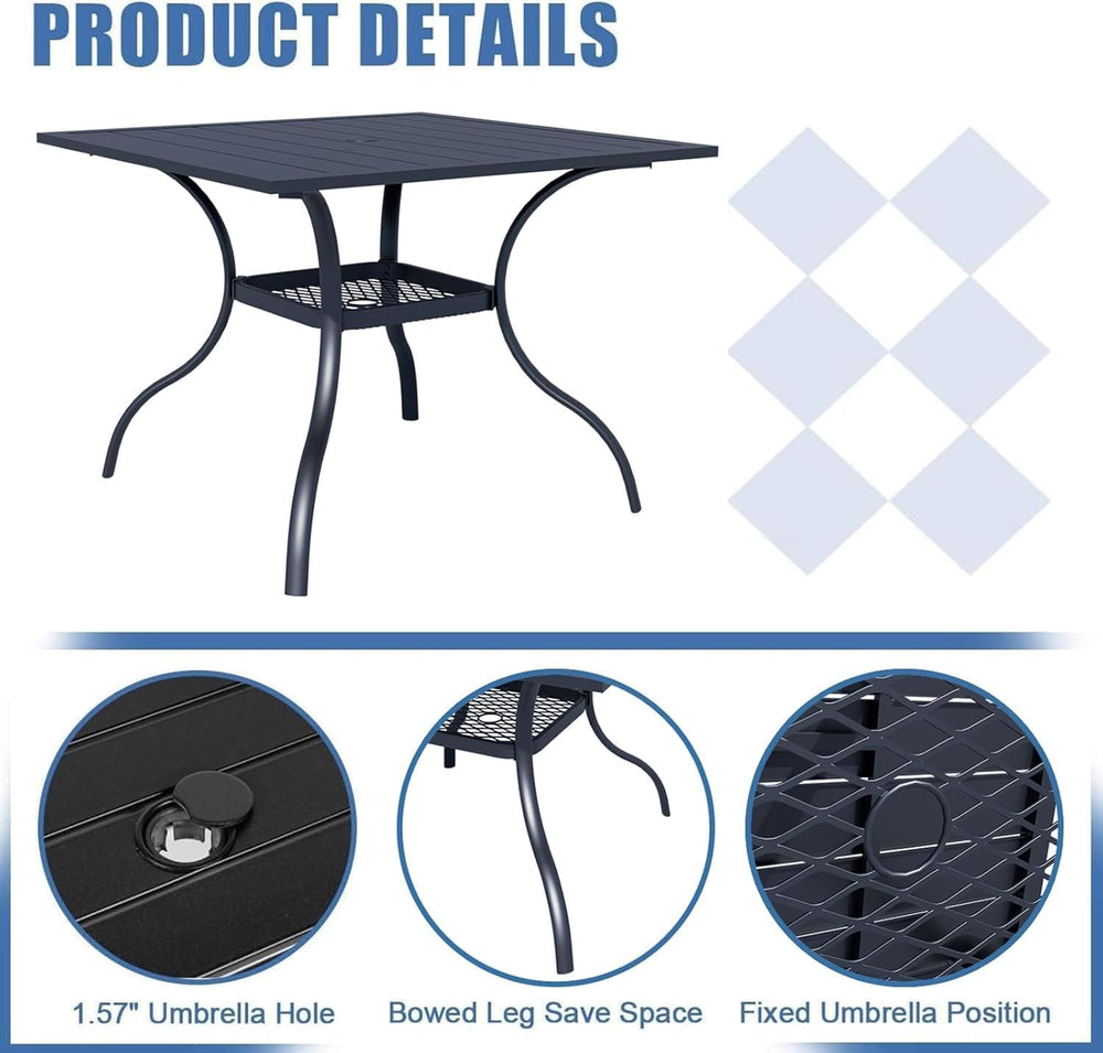 SUNCROWN 5-Piece Outdoor Dining Set Metal Swivel Cushioned Chairs Patio Furni...