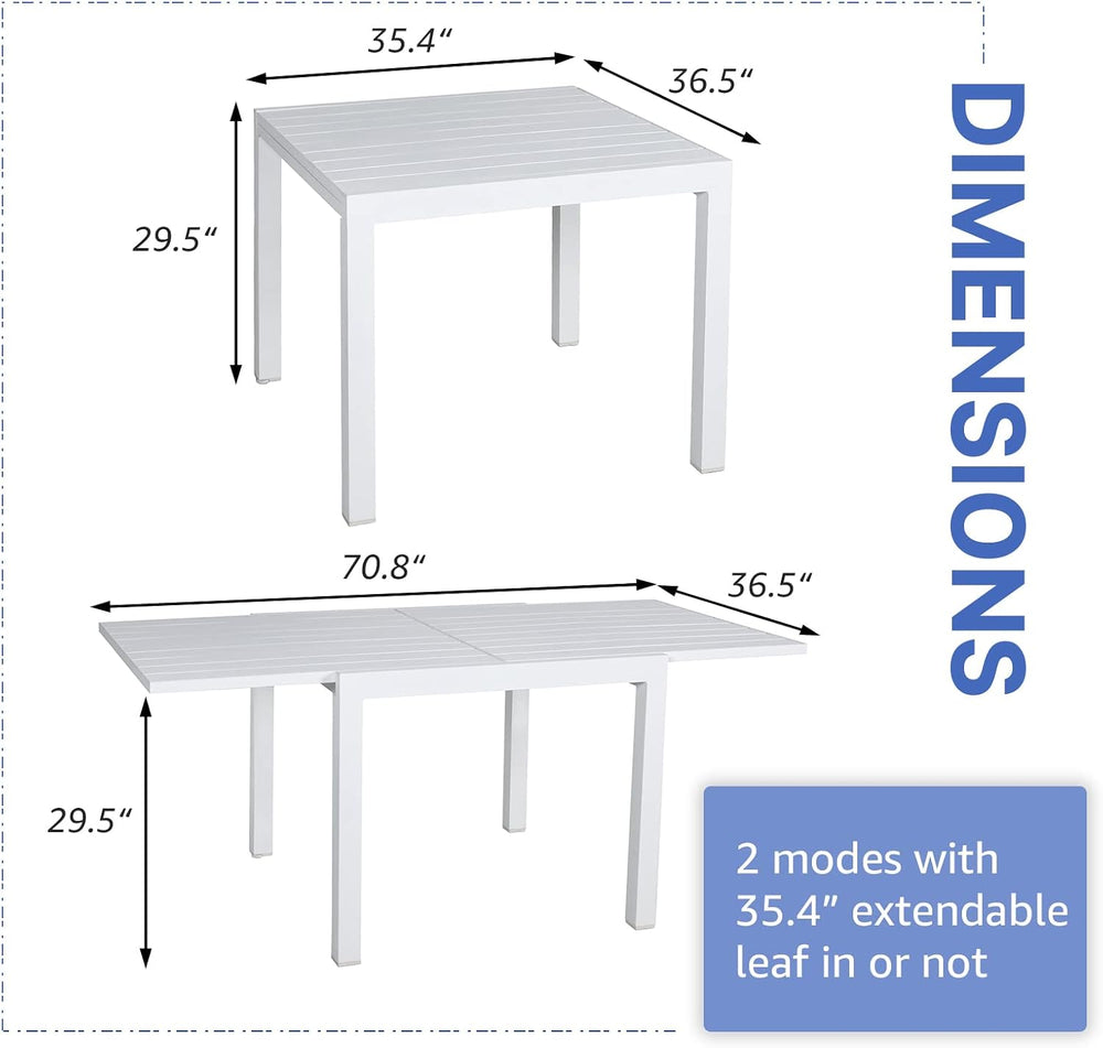 Soleil Jardin Aluminum Extendable Outdoor Dining Table, 35" - 71"