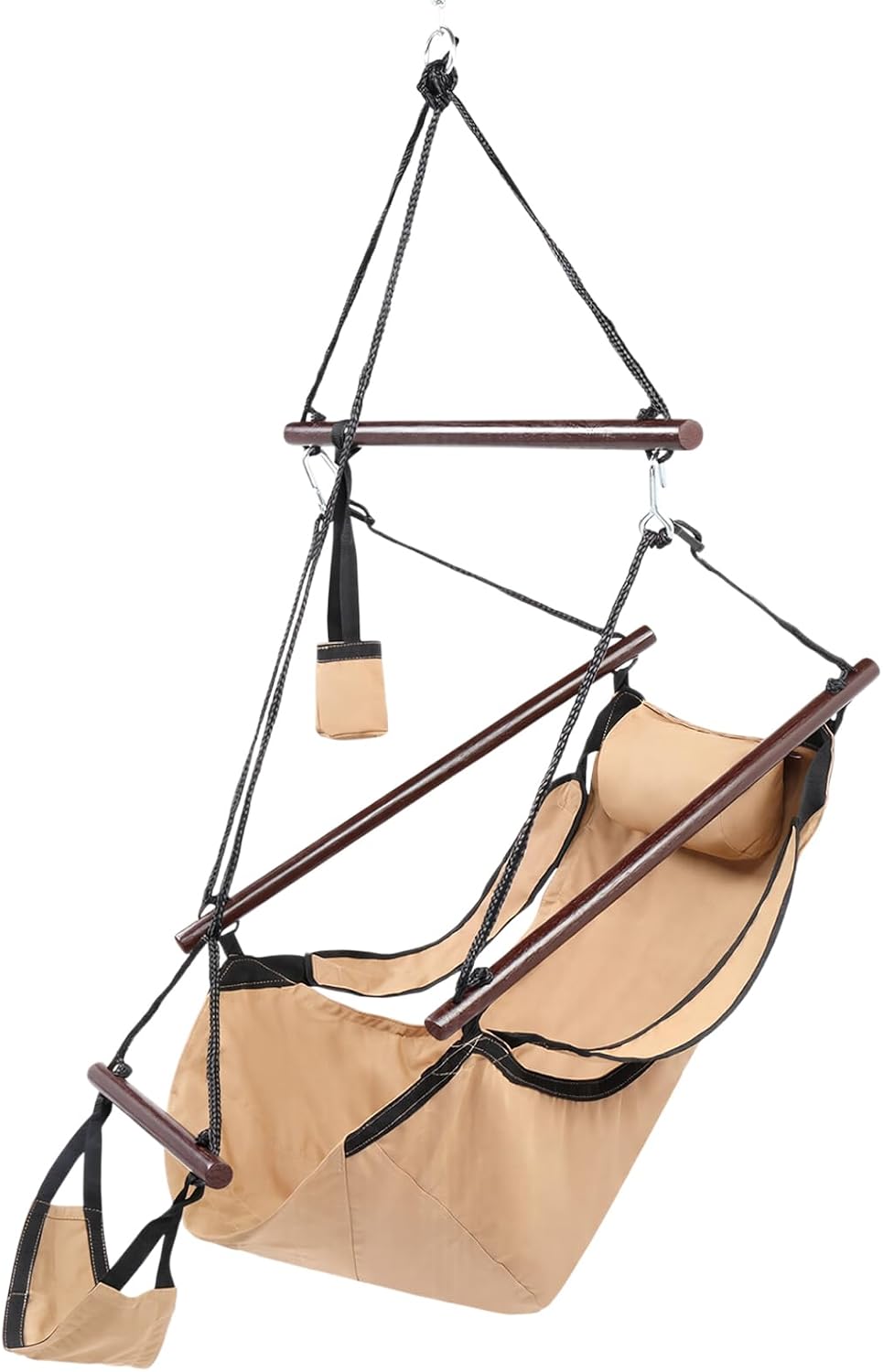 Upgraded Unique Hammock Hanging Sky Chair, Air Deluxe Swing Seat with Rope (Tan)