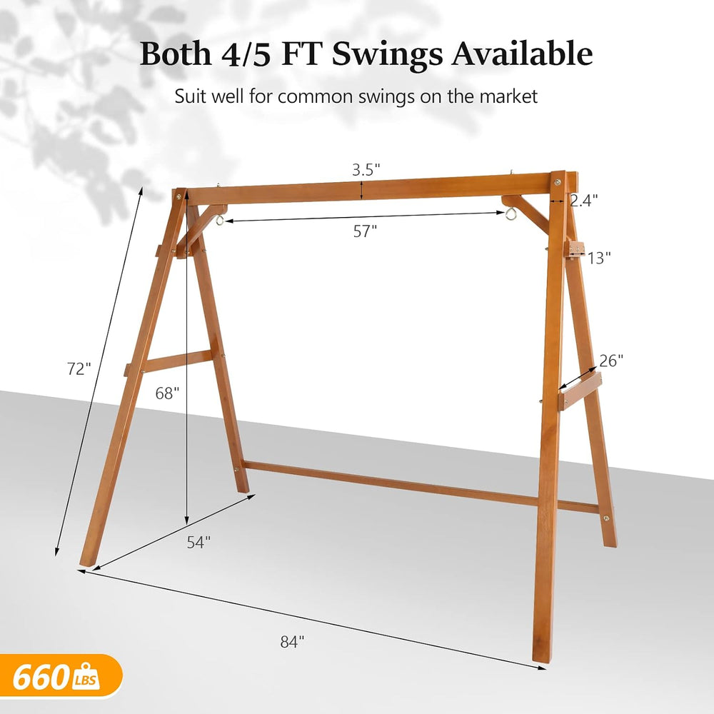 VINGLI 5 FT Outdoor Porch Swing with Frame, Patio Hanging Swing & Stand w...