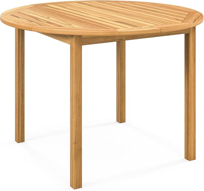 Tangkula 44" Round Outdoor Dining Table for 4, Acacia Wood 4-Person Larg...