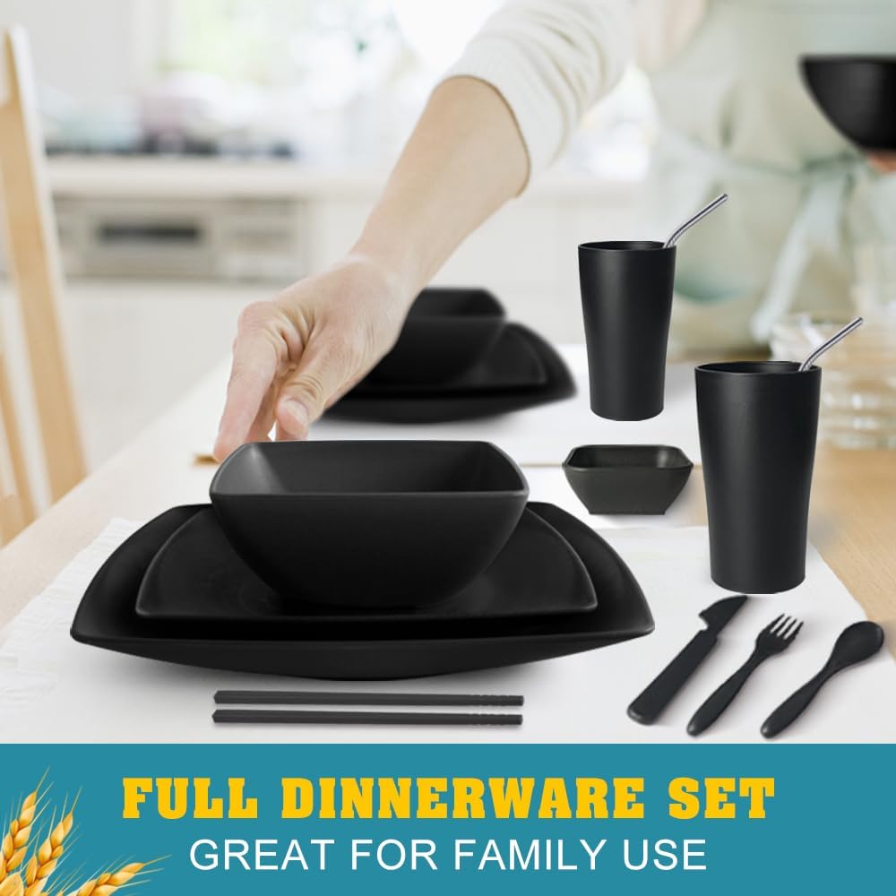 Teivio 88-piece Flatware Plates and Bowls Sets for 8,Kitchen Dinnerware Set