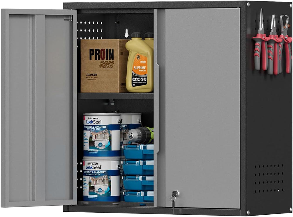 Garage Wall Cabinet, Metal Garage Cabinets with 2 Doors and Adjustable Shelf,...