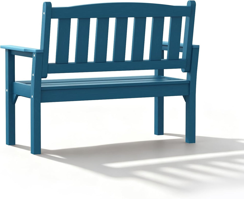 Psilvam 2-Person Poly Lumber Outdoor Bench with 700 Lbs Capacity, Brown