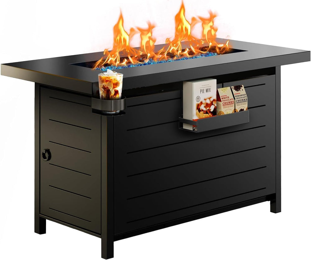 Ciays 43″ Fire Pit Table with Glass Beads & Lid, CSA-Certified Gas Fire P...