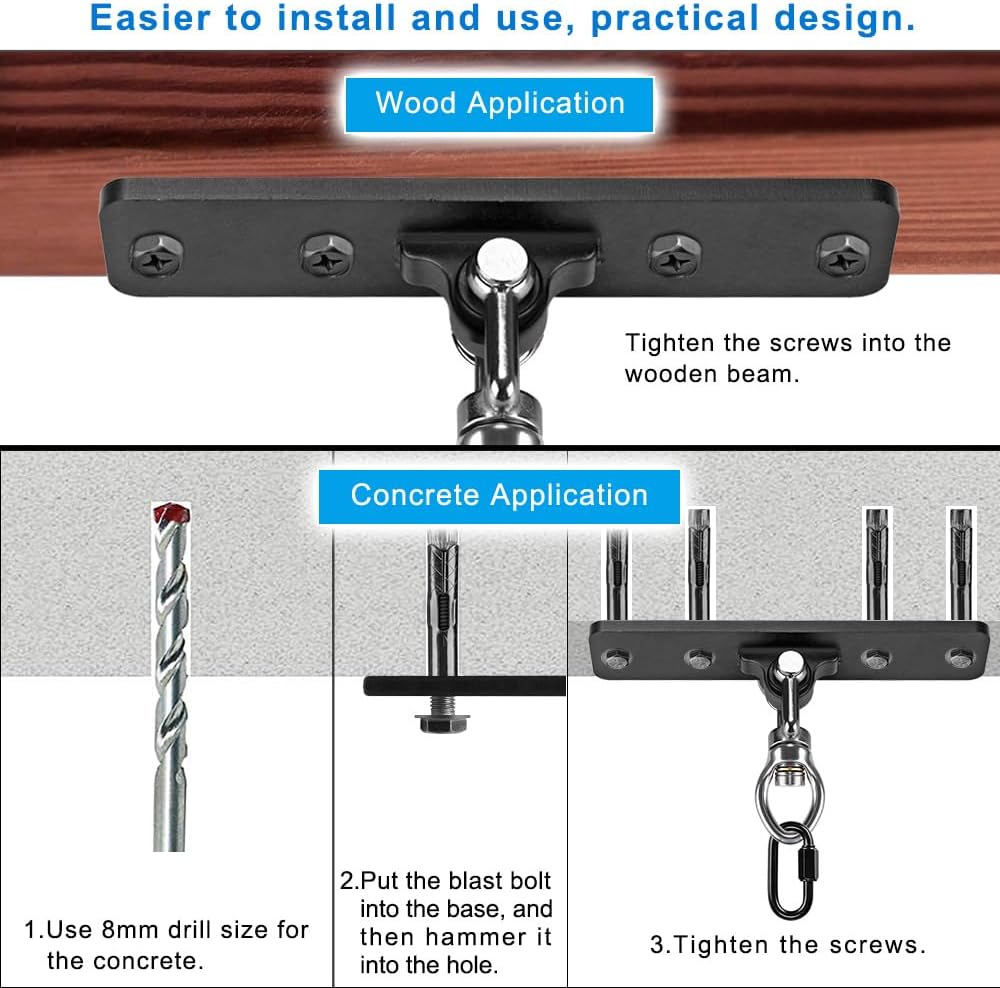 2 Pack Heavy Duty Swing Hangers, Swing Set Accessories with Carabiner for Ind...