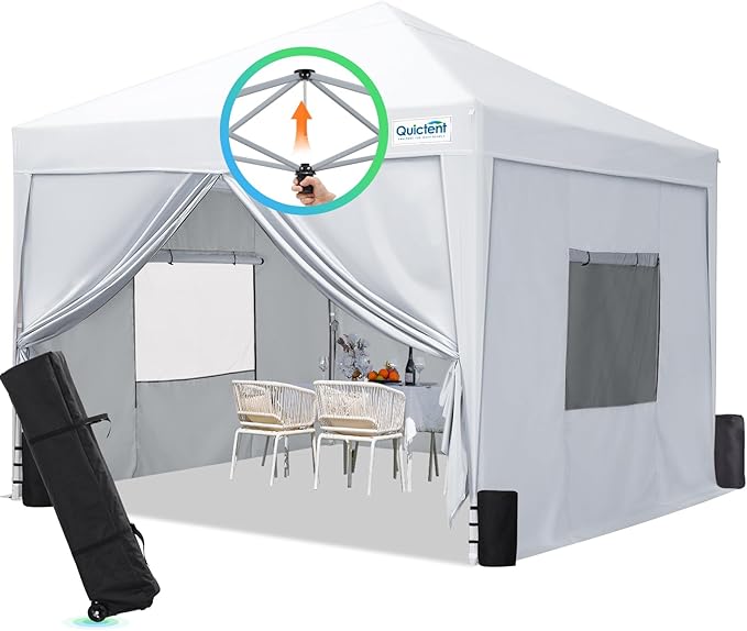 Quictent Privacy 8x8 Pop up Canopy Tent with Sidewalls and Roll-up Ventilated...